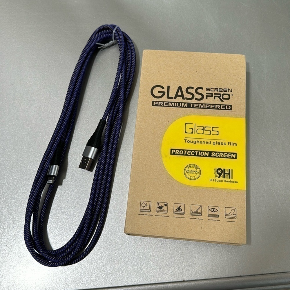 BUNDLE iPhone 13 CABLE CHARGER AND 3 pack tempered glass screen protector NEW